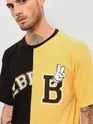 Black-Yellow Color Block Oversized T-shirt for Men