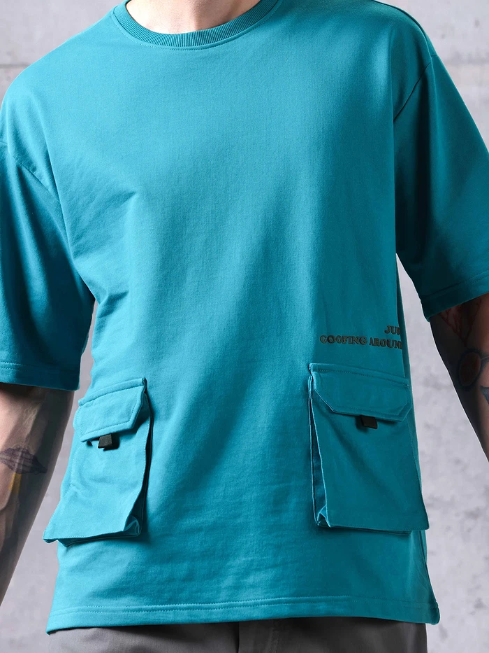 Aqua Blue Oversized T-shirt for Men