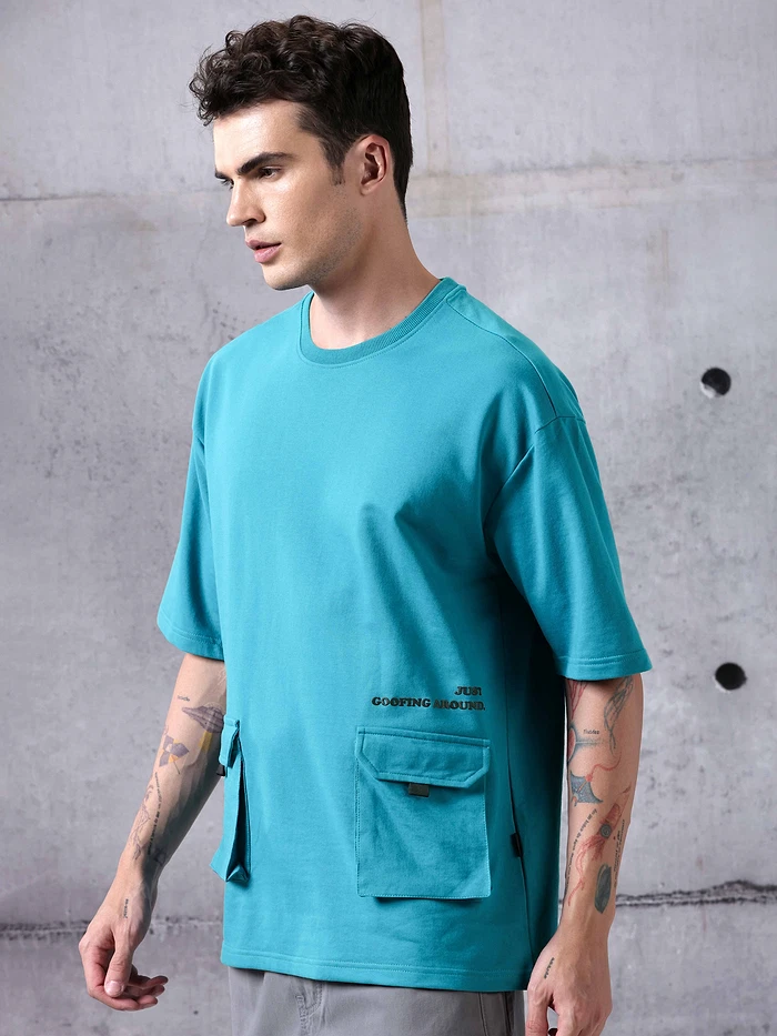 Blue Utility Oversized T-shirt for Men