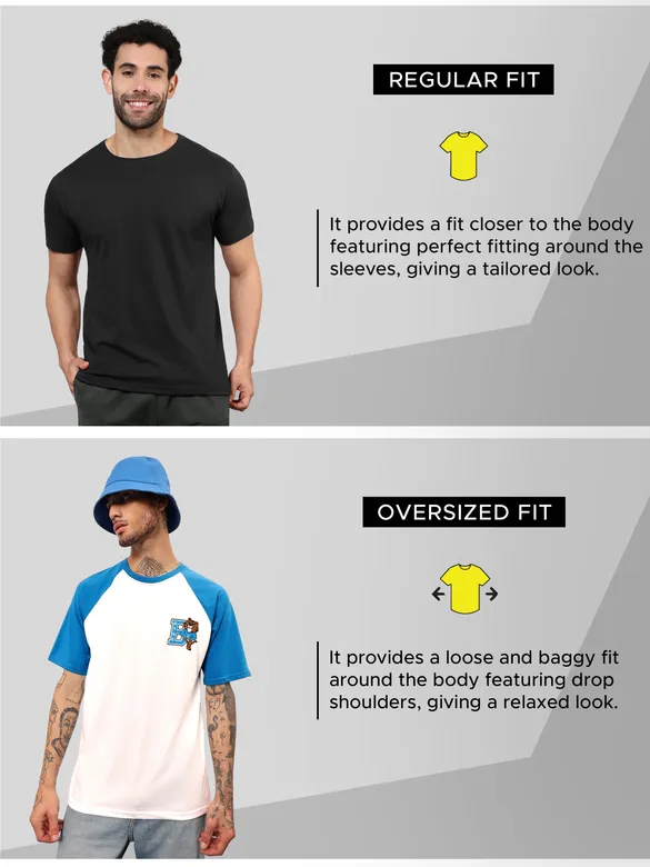 Blue-White Raglan Oversized T-shirt for Men