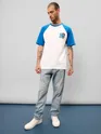 Blue-White Raglan Oversized T-shirt for Men