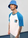 Blue-White Raglan Oversized T-shirt for Men