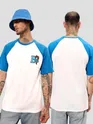 Blue-White Raglan Oversized T-shirt for Men