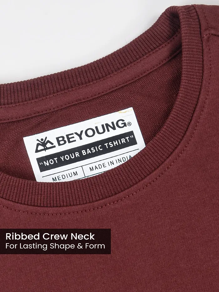 Brick Brown Plain Oversized T-shirt for Men