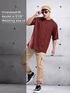 Brick Brown Plain Oversized T-shirt for Men