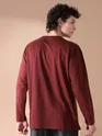Brown Printed Full Sleeve Oversized T-shirt for Men