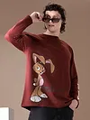 Brown Printed Full Sleeve Oversized T-shirt for Men