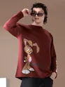 Brown Printed Full Sleeve Oversized T-shirt for Men