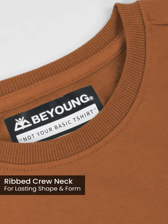 Camel Brown Plain Oversized T-Shirt