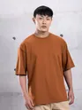 Camel Brown Plain Oversized T-Shirt