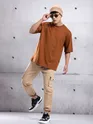Camel Brown Plain Oversized T-Shirt