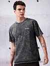Coal Black Acid Wash Oversized T-Shirt for Men