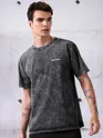 Coal Black Acid Wash Oversized T-Shirt for Men