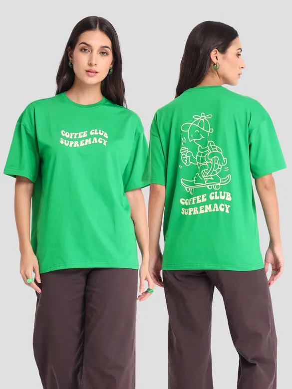 Coffee Club Supremacy Printed Oversized T-shirt for Women
