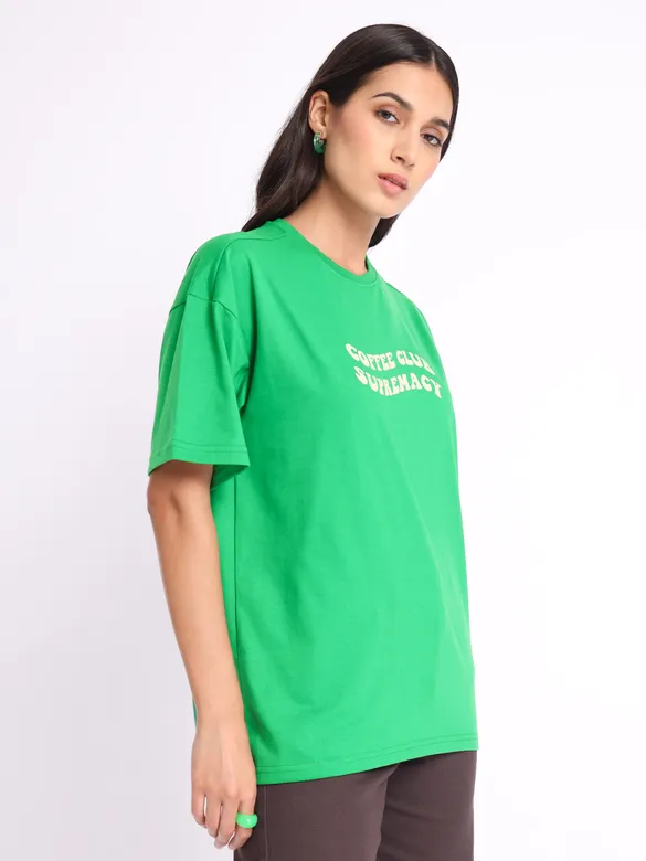 Coffee Club Supremacy Printed Oversized T-shirt for Women