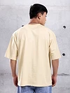 Cream Plain Oversized T-shirt for Men