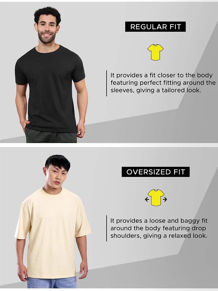 Cream Plain Oversized T-shirt for Men