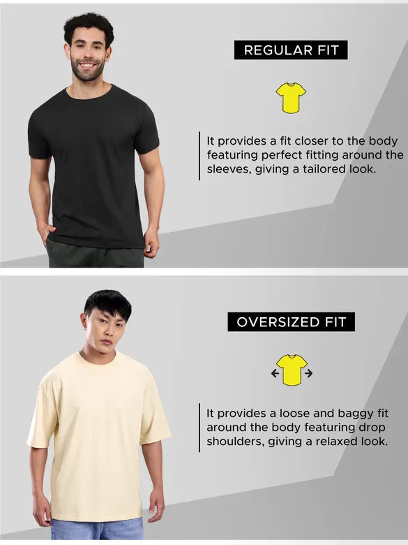 Cream Plain Oversized T-shirt for Men