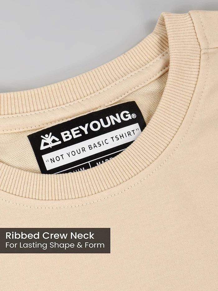 Cream Plain Oversized T-shirt for Men