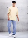 Cream Plain Oversized T-shirt for Men