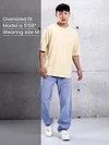Cream Plain Oversized T-shirt for Men