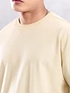 Cream Plain Oversized T-shirt for Men