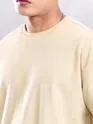Cream Plain Oversized T-shirt for Men