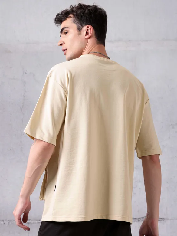 Cream Utility Oversized T-shirt for Men