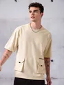 Cream Utility Oversized T-shirt for Men