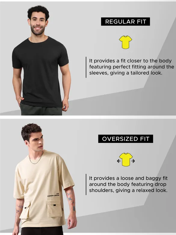 Cream Utility Oversized T-shirt for Men