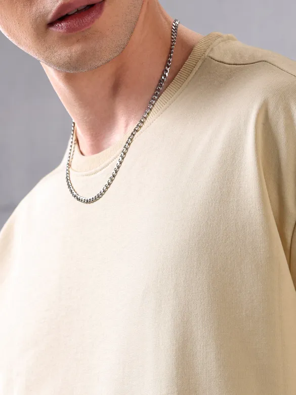 Cream Utility Oversized T-shirt for Men