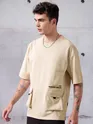 Cream Utility Oversized T-shirt for Men