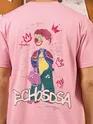 Echosdsa Printed Pink Oversized T-shirt for Men