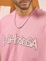 Echosdsa Printed Pink Oversized T-shirt for Men