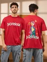 Echosdsa Printed Red Oversized T-shirt for Men
