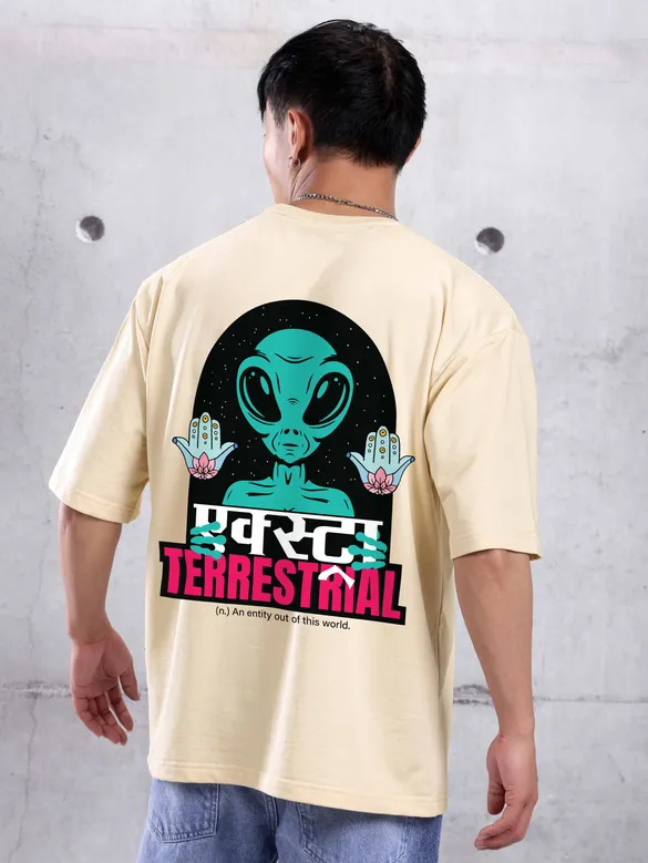 Extra Terrestrial Printed Oversized T-shirt for Men