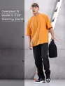 Flame Orange Plain Oversized T-shirt for Men