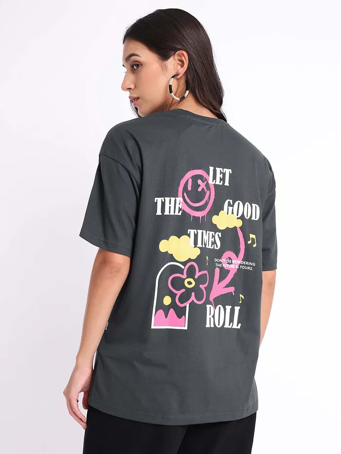Good Times Printed Oversized T-shirt for Women