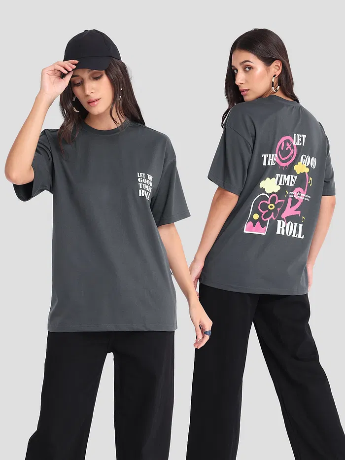 Good Times Printed Oversized T-shirt for Women