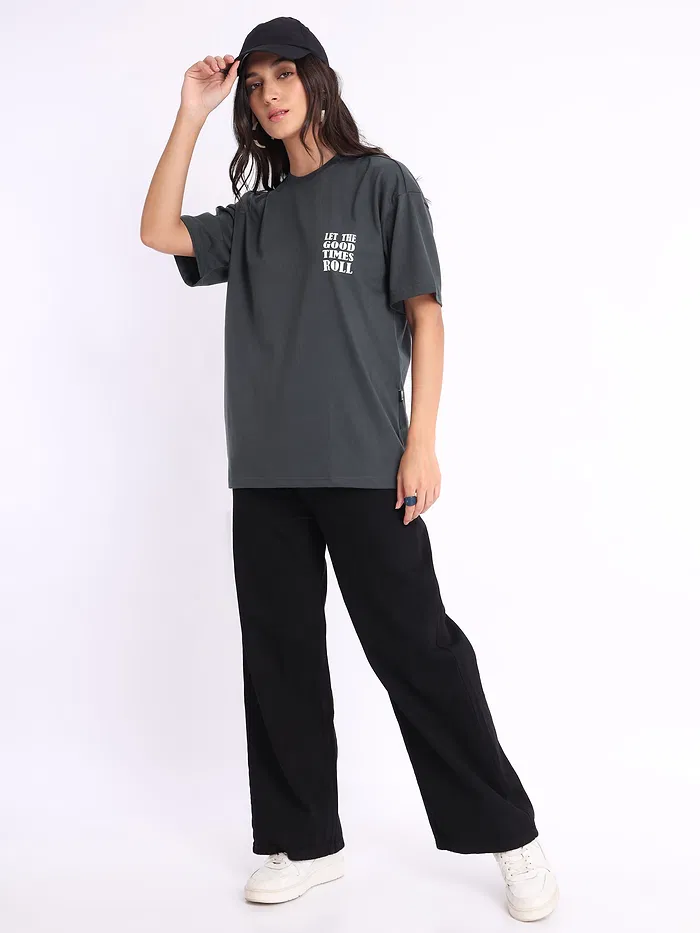 Good Times Printed Oversized T-shirt for Women