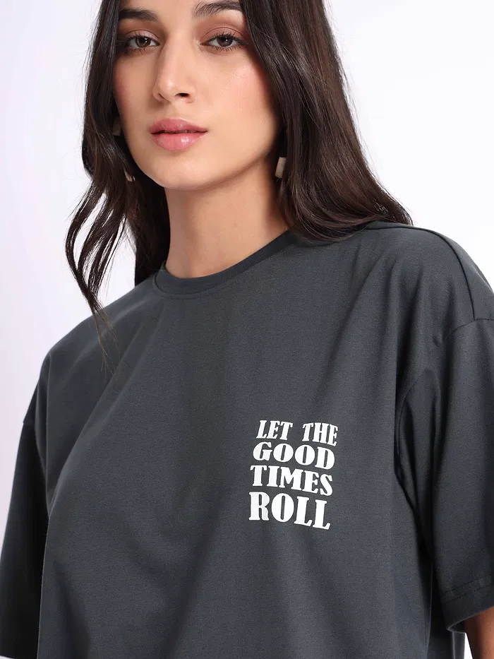 Good Times Printed Oversized T-shirt for Women