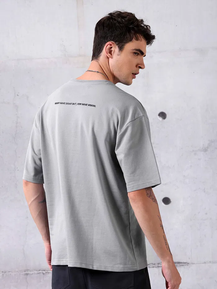 Grey Flap Pocket Oversized T-shirt for Men