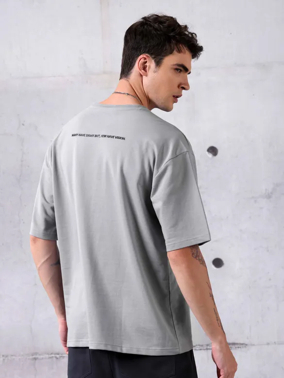 Grey Flap Pocket Oversized T-shirt for Men