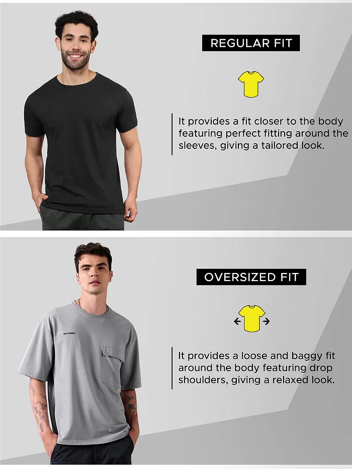 Grey Flap Pocket Oversized T-shirt for Men