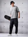 Grey Flap Pocket Oversized T-shirt for Men