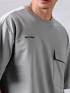 Grey Flap Pocket Oversized T-shirt for Men