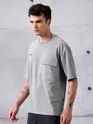 Grey Flap Pocket Oversized T-shirt for Men