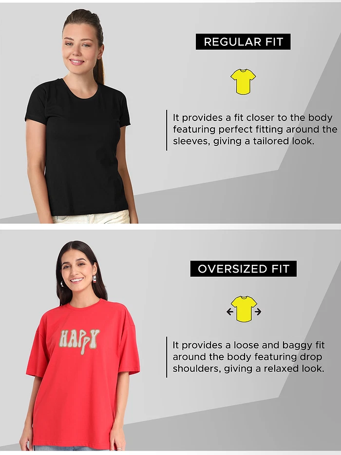 Happy Printed Oversized T-shirt for Women