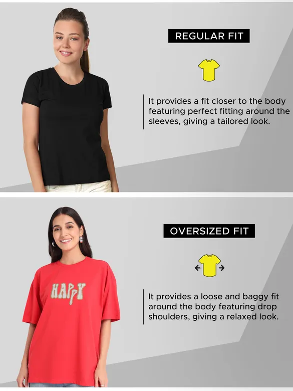 Happy Printed Oversized T-shirt for Women