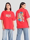 Happy Printed Oversized T-shirt for Women